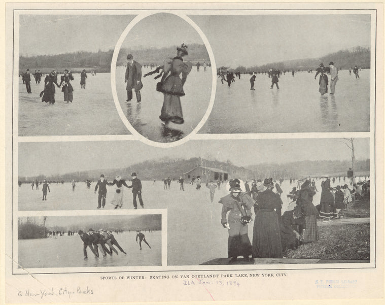 Sports of winter: Skating on Van Cortland Park Lake, New York City