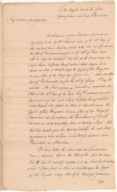 Letter from Lord Hillsborough [Wills Hills] to Sir Henry Moore