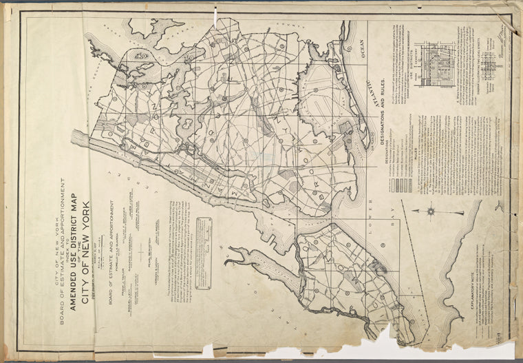 City of New York. Board of Estimate and Apportionment. Index to Amended Use District Map of the city of New York.