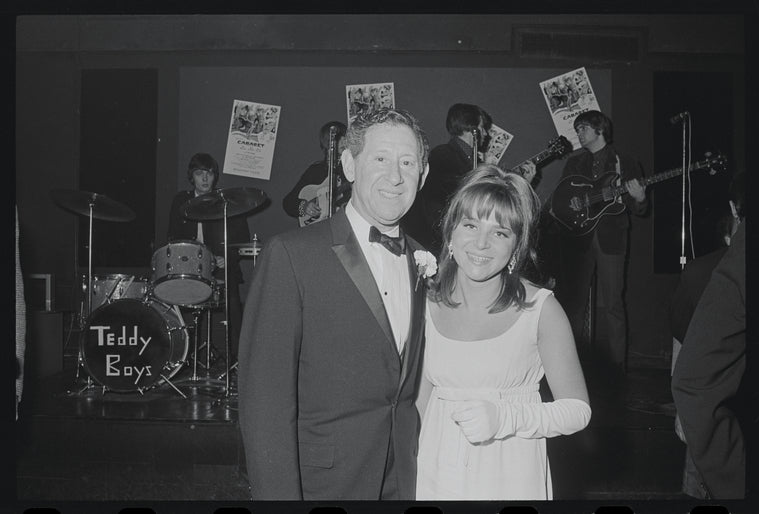 Jack Gilford [left] and unidentified at opening night of the stage production Cabaret