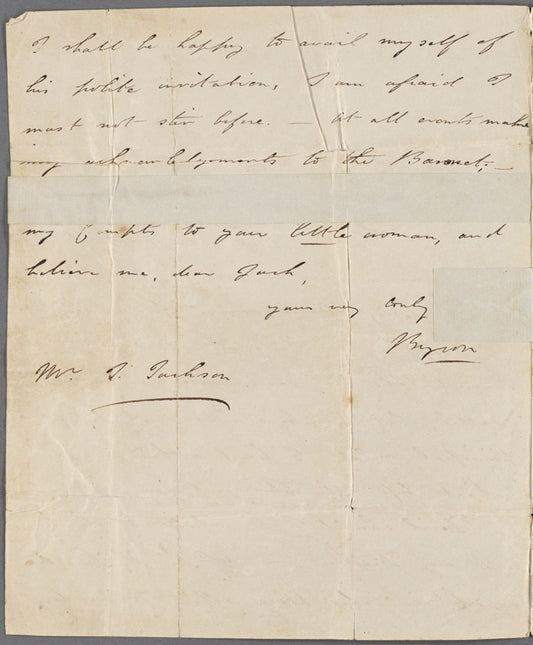 Autograph letter signed to John "Gentleman" Jackson, 27 March 1808
