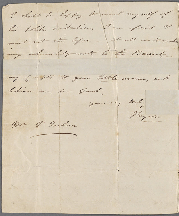 Autograph letter signed to John "Gentleman" Jackson, 27 March 1808