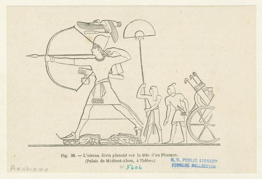 L'oiseau divin planant sur la tête d'un Pharaon