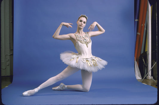 New York City Ballet - studio portrait of Suzanne Farrell in costume for "Jewels" (Diamonds), choreography by George Balanchine (New York)