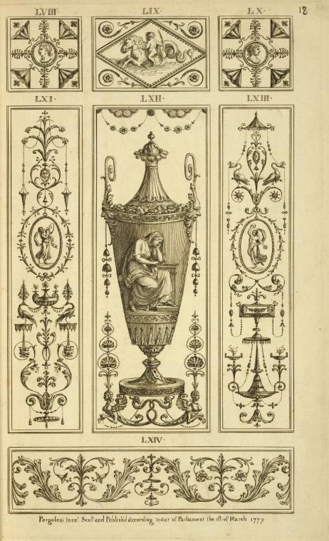 Central design of urn with weeping woman