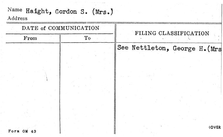 Haight, Gordon S. (Mrs.)