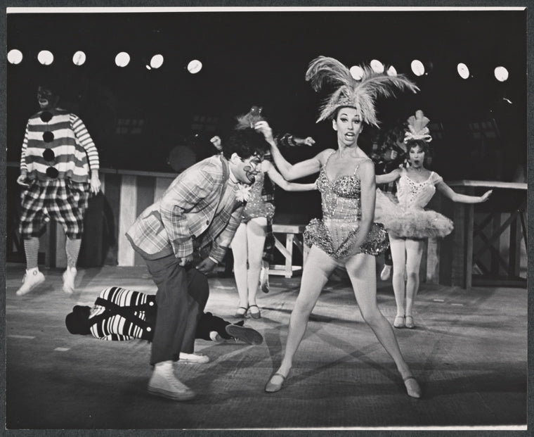 Gerome Ragni, Jill O'Hara [center] and unidentified others in the stage production Hang Down Your Head and Die