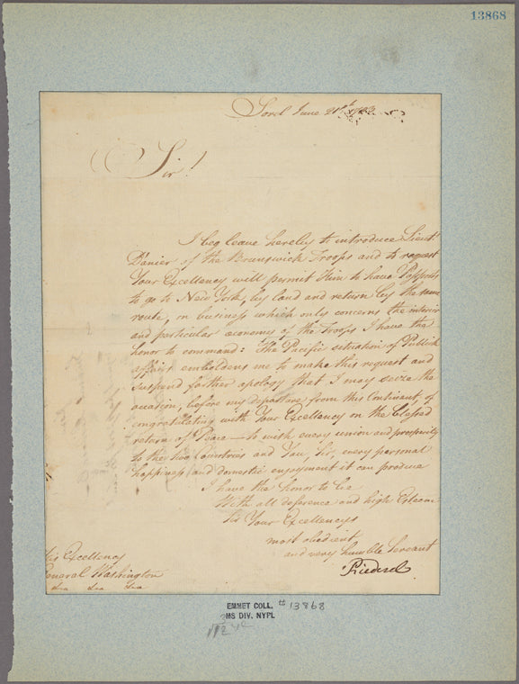 Letter to General George Washington [Newburgh, N. Y.]