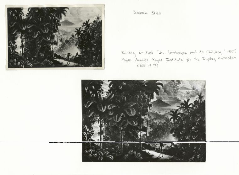 Painting by Walter Spies entitled "The landscape and its children," 1938?