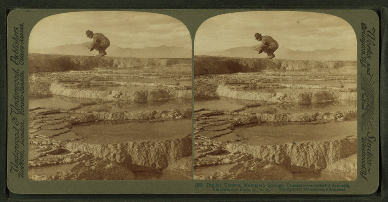 Jupiter Terrace, Mammoth Springs Fountain – wonderful deposits – Yellowstone Park, U.S.A.