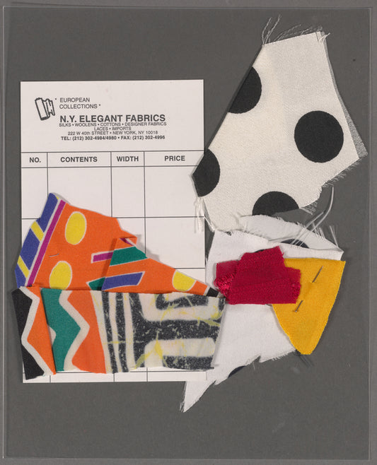 Dancin' With Gershwin: Costume sketch and fabric swatches for Act I, Dance 9 "Nice Work If You Can Get It" (Lee Bell, Rodolphe Cass, Shannon Hurlburt, Amy Siewert, Claudia Alfieri, Sarah Barber)