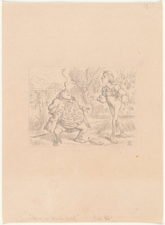 Drawing of Father William balancing an eel on the end of his nose