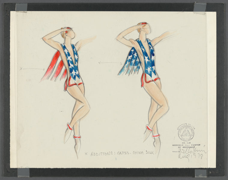 Half Time: Sketch for costume additions: capes - China silk