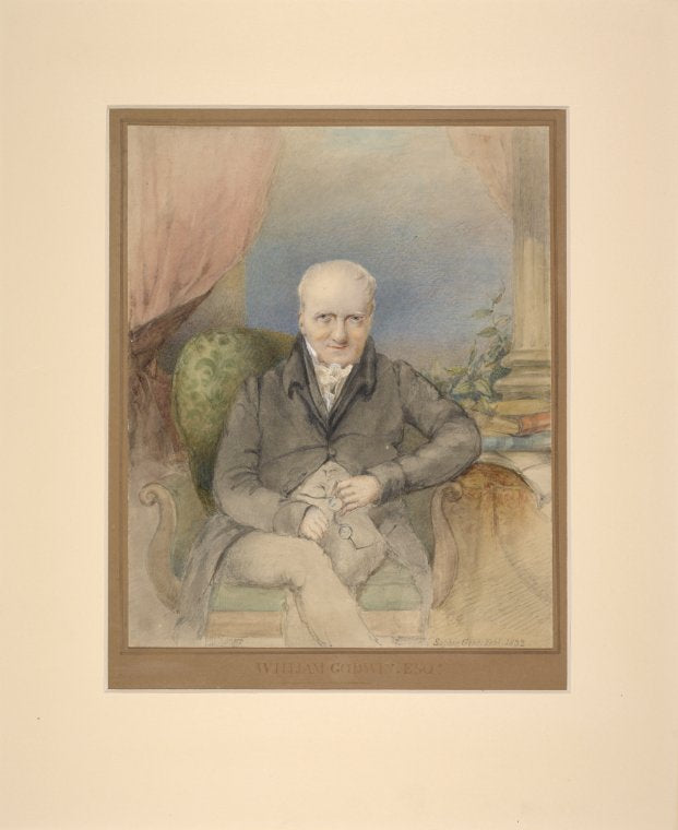 Watercolor portrait of William Godwin, aged seventy-six