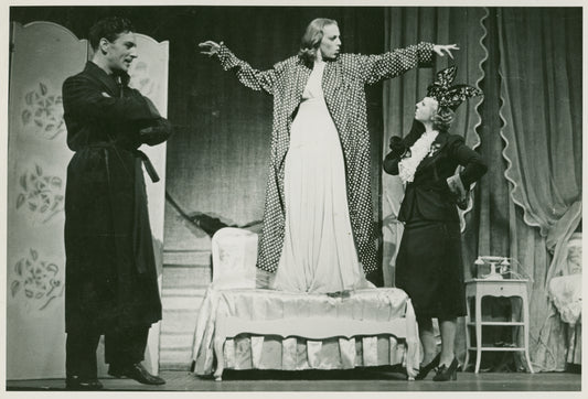 Dennis King (Count Willy Palaffi), Vera Zorina (Angel) and Ruth Urban (Modiste) in I Married an Angel