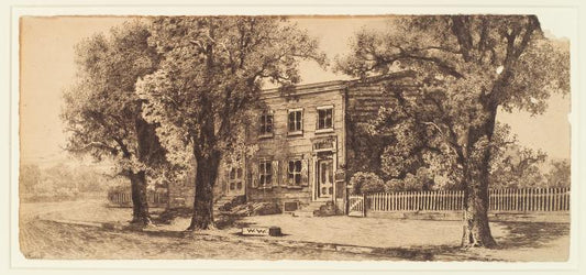 Packard, N. S. Original pen-and-ink drawing, signed, of Walt Whitman's house, Mickle Street, Camden, New Jersey