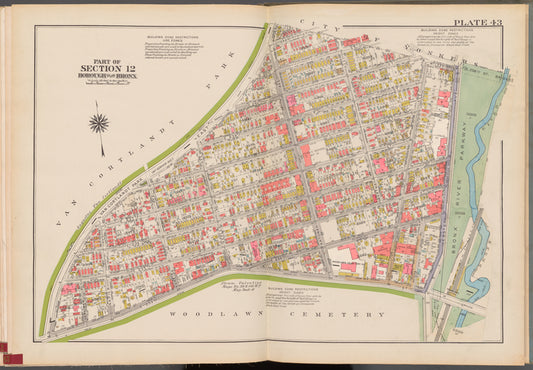 Double Page Plate No. 43, Part of Section 12, Borough of the Bronx: [Bounded by Van Cortlandt Park East, E. 242nd Street, Martha Avenue, E. 240th Street, McLean Avenue, (Bronx River Parkway) Webster Avenue and (Woodlawn Cemetery) E. 233rd Street]