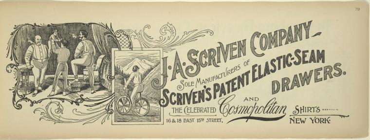 J. A. Scriven Company - sole manufacturers of Scriven's Patent Elastic Seam Drawers.