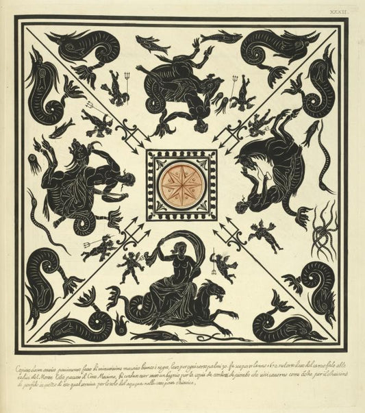 Copiato da un antico pavimento fatto minutissimo musaico bianco é negro, [...]