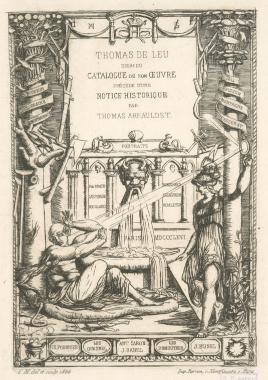 Frontispice pour le catalogue de l'oeuvre de Thomas de Leu.