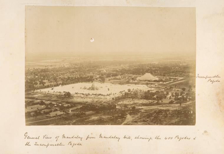 General view of Mandalay from Mandalay Hill, showing the 450 pagodas and the Incomparable Pagoda.