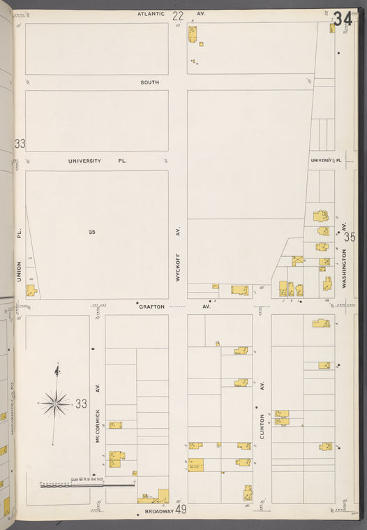 Queens V. 4, Plate No. 34 [Map bounded by Atlantic Ave., Washington Ave., Broadway, Union Pl.]