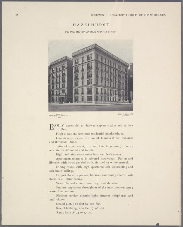 Hazelhurst, Ft. Washington Avenue and 181st Street.