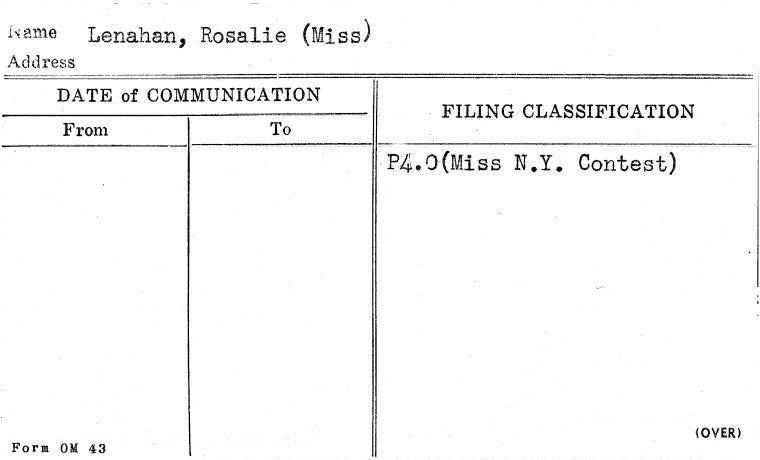 Lenahan, Rosalie (Miss)