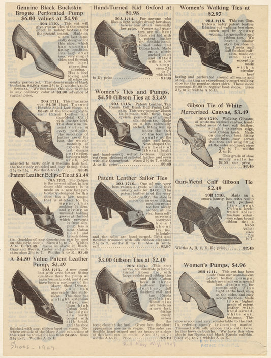 Advertisement for various styles of women's shoes