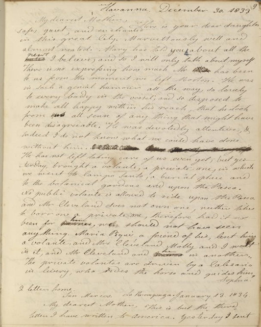 My dearest Mother, Here is your... Dec. 30, 1833.
My dearest Mother, This is but... Jan. 13, 1834.
Letters copied by EPP.