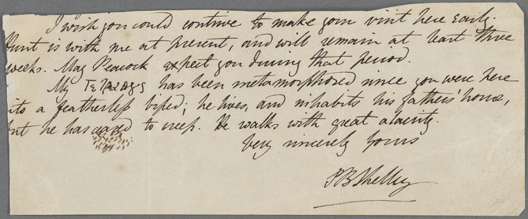 Letter (fragment; transcript) to Thomas Jefferson Hogg, 8 May 1817