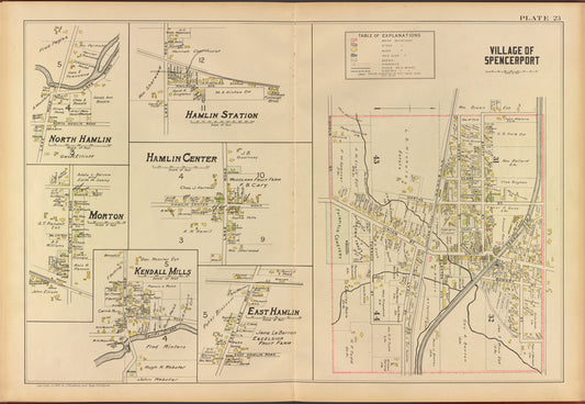 Monroe County, Double Page Plate No. 23  [Map of village of Spencerport, N. Hamlin, Hamlin Station, Hamlin Center, Morton, Kendall Mills, E. Hamlin]