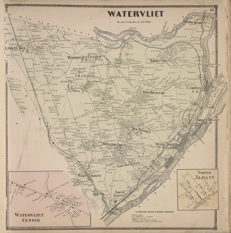 Watervliet [Township]; Watervliet Center [Village]; Watervliet Center Business Directory.; North Albany [Village]