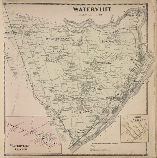 Watervliet [Township]; Watervliet Center [Village]; Watervliet Center Business Directory.; North Albany [Village]
