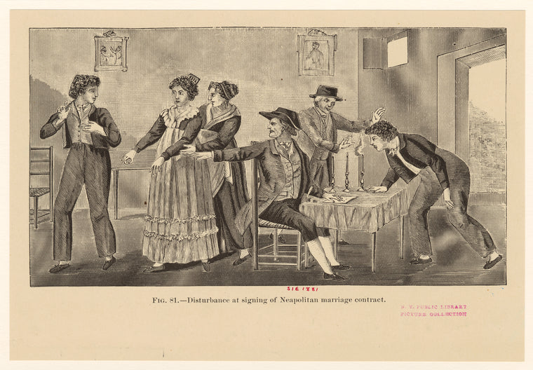 Disturbance at signing of Neapolitan marriage contract.