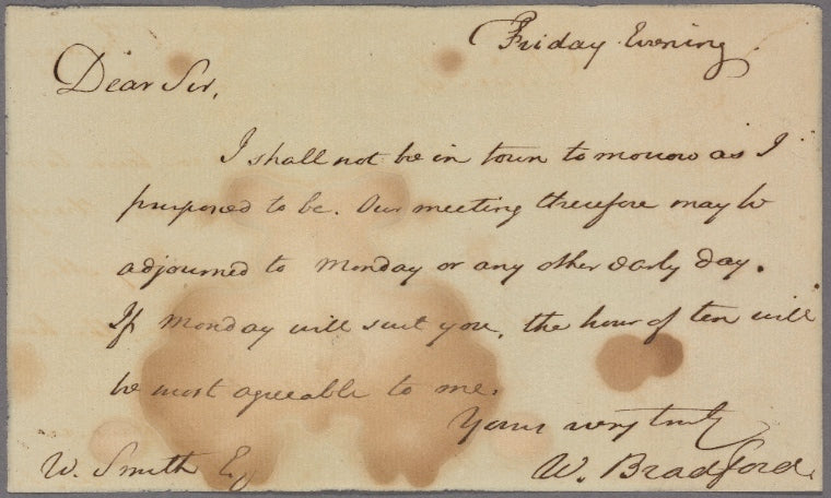 Letter to W[illiam?] Smith