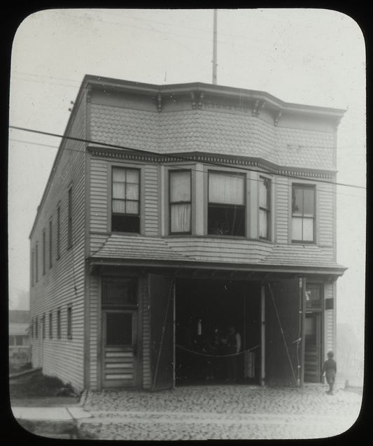 Castleton Corners, community center library in upper story of firehouse, 1916