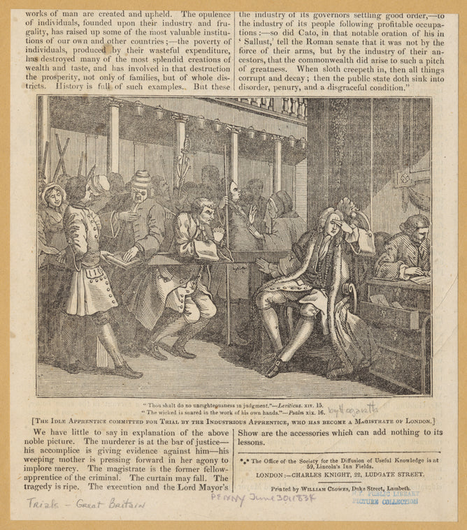 The idle apprentice committed for trial by the industrious apprentice, who has become a magistrate of London