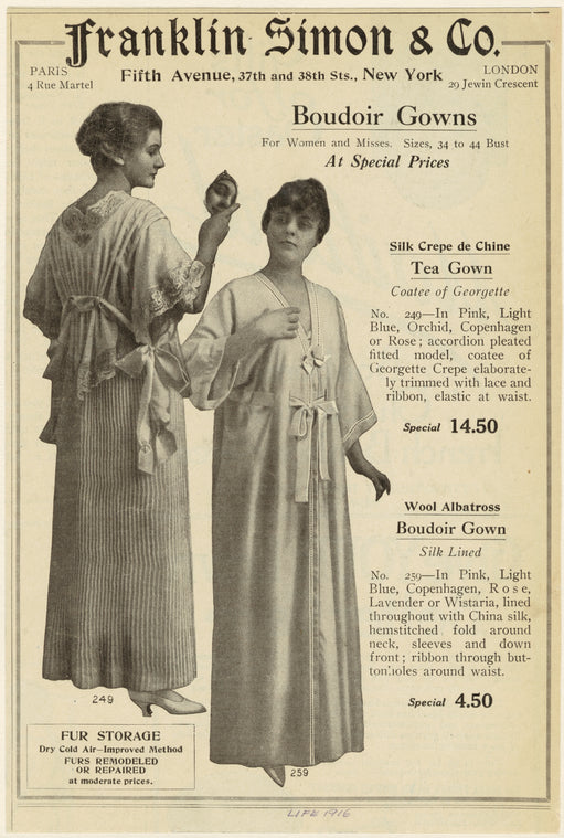 Boudoir gowns, for women and misses