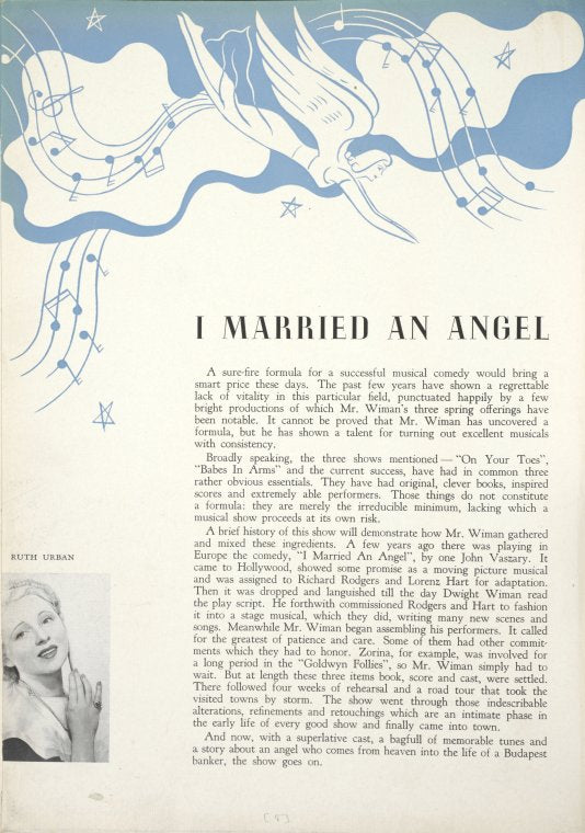 Souvenir program for I Married an Angel