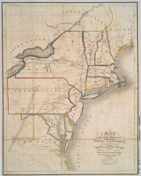 Map of the routes through the middle & northern states and the provinces of Canada : designed to accompany the travelers guide