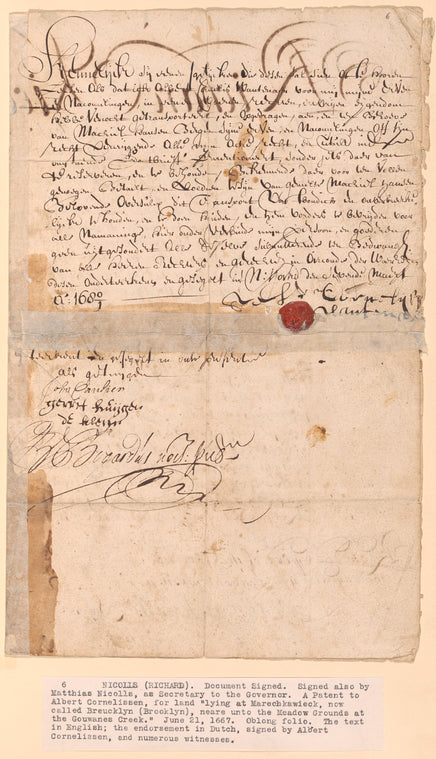 Patent to Albert Cornelissen for land in Brooklyn