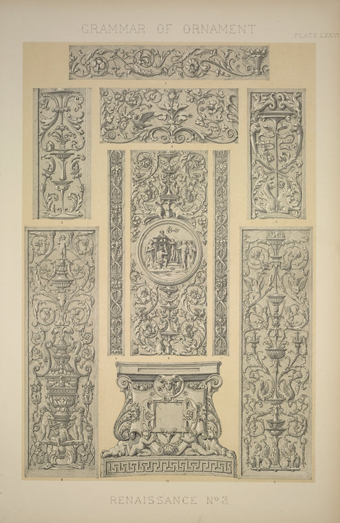 Renaissance Ornament no. 3: Renaissance ornaments in relief, from photographs taken from casts in the Crystal Palace, Sydenham.