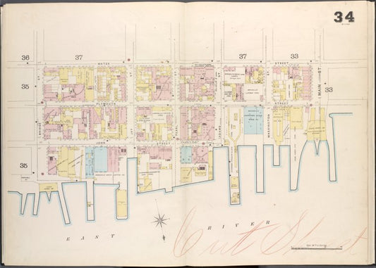 Brooklyn V. 2, Double Page Plate No. 34 [Map bounded by Water St., Main St., East River, Bridge St.]
