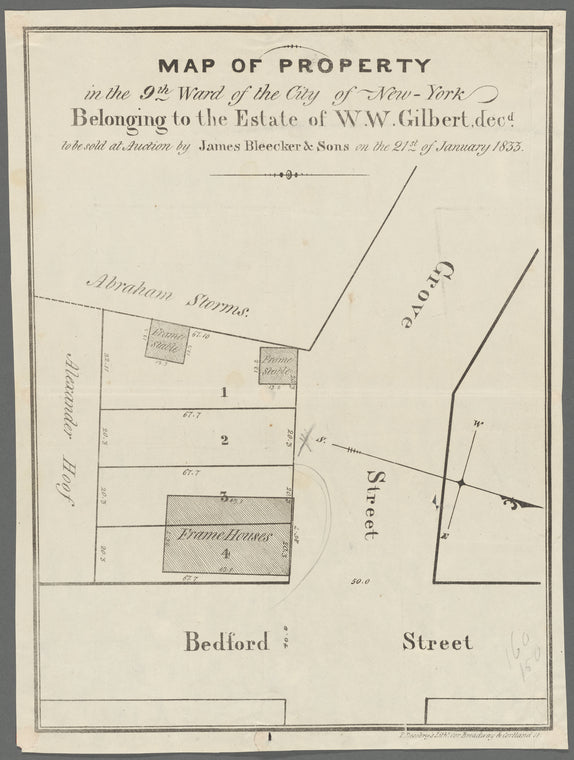 Map of property in the 9th ward of the city of New-York belonging to the estate of W.W. Gilbert, decd., to be sold at auction by James Bleecker & Sons on the 21st of January, 1833
