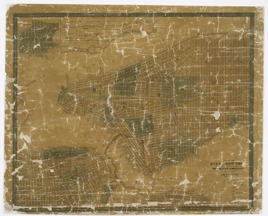 Map of the city of New York : with the adjacent cities of Brooklyn & Jersey City & the village of Williamsburg