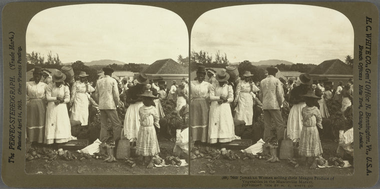 Jamaican Women selling their Meagre Produce of Vegetables in the Mandeville Market