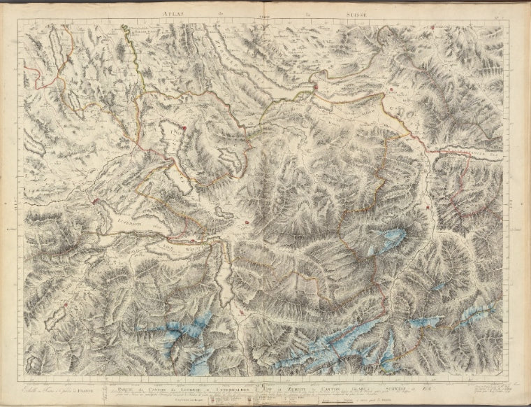Partie du Canton de Lucerne d'Unterwalden d'Uri et Zurich le Canton Glarus Schweiz et Zug.