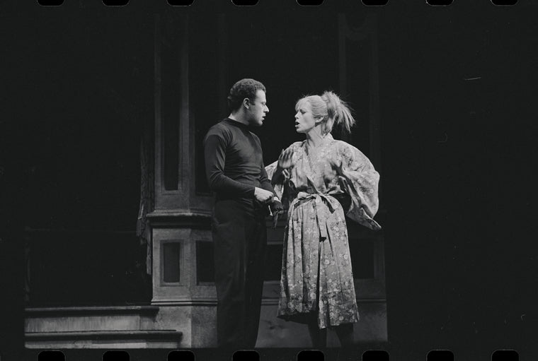 Bob Dishy and Cathryn Damon in the stage production Flora, the Red Menace