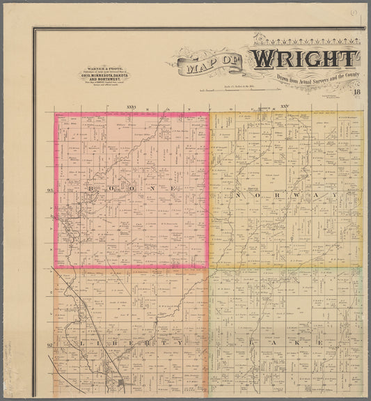 Map of Wright County, Iowa : drawn from actual surveys and the county records
